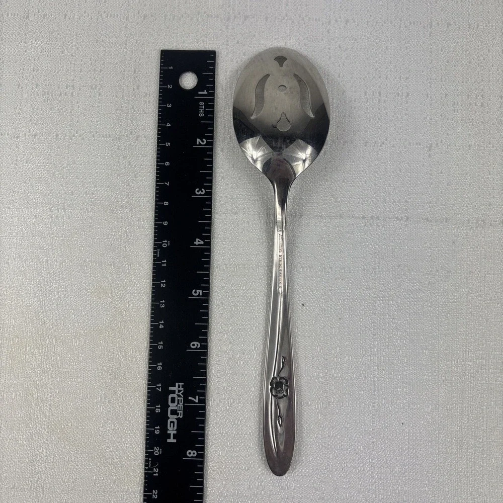 Sears Roebuck Provincial Rose Pierced Slotted Serving Spoon 8‎ 3/8